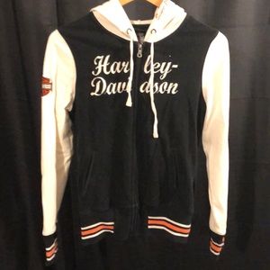 M Harley Davidson Varsity zip Up Hooded Sweater